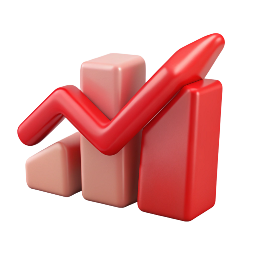 beautiful contemporary Chart with Downward Trend Market Decline Red Color Isolated 4K png