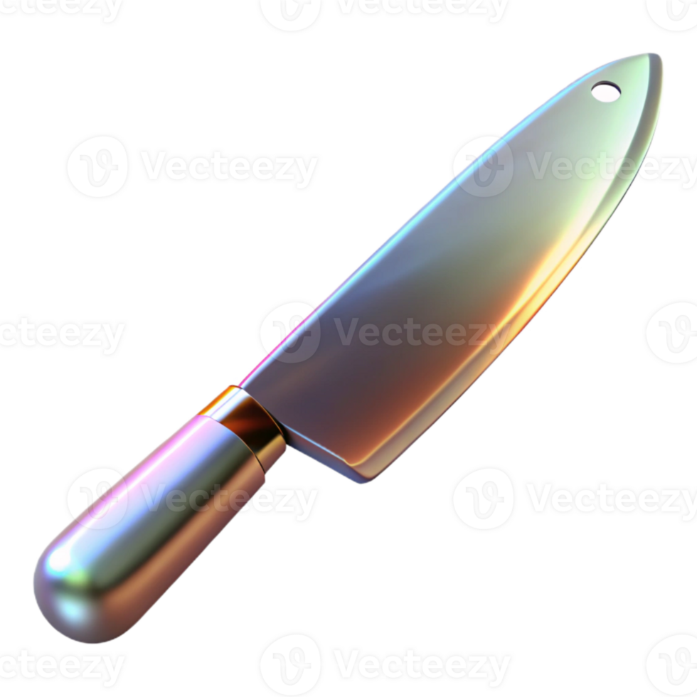 dramatic rustic Chef Knife with Reflection Cutout Transparent Background exclusive png