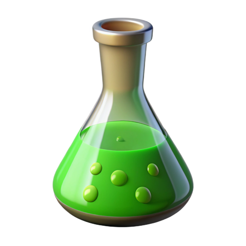wonderful creative Chemical Beaker with Green Liquid Cutout high quality png