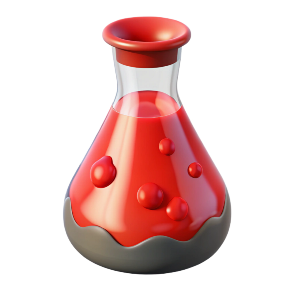 stunning abstract Chemical Beaker with Red Liquid Cutout detailed png