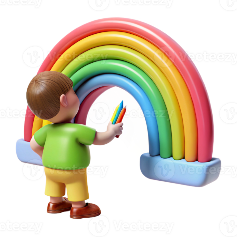 magnificent vintage Child Drawing Rainbow Bright Colors Cutout high resolution png