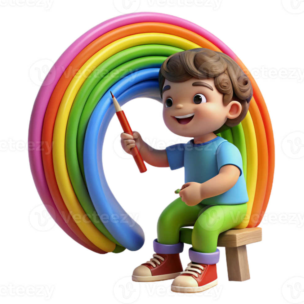 wonderful minimalist Child Drawing Rainbow Bright Colors Cutout high quality png