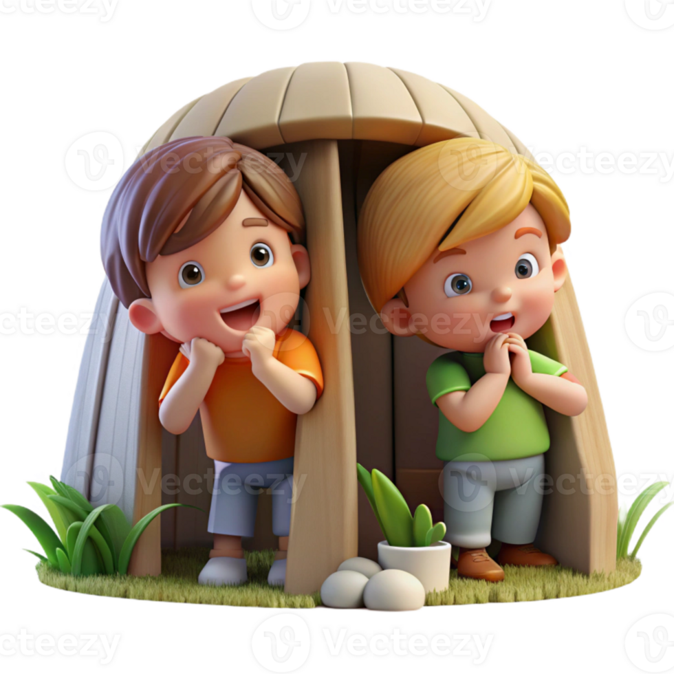 dramatic rustic Children Playing Hide and Seek Outdoor Fun Transparent detailed png