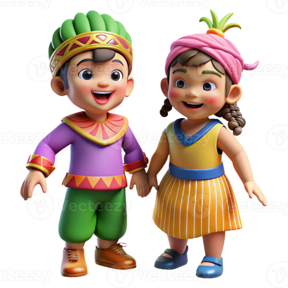wonderful rustic Children Playing Dress Up Costumes Colorful Cutout authentic png