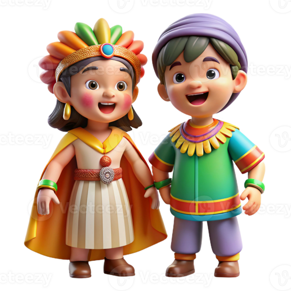 wonderful vintage Children Playing Dress Up Costumes Colorful Cutout detailed png