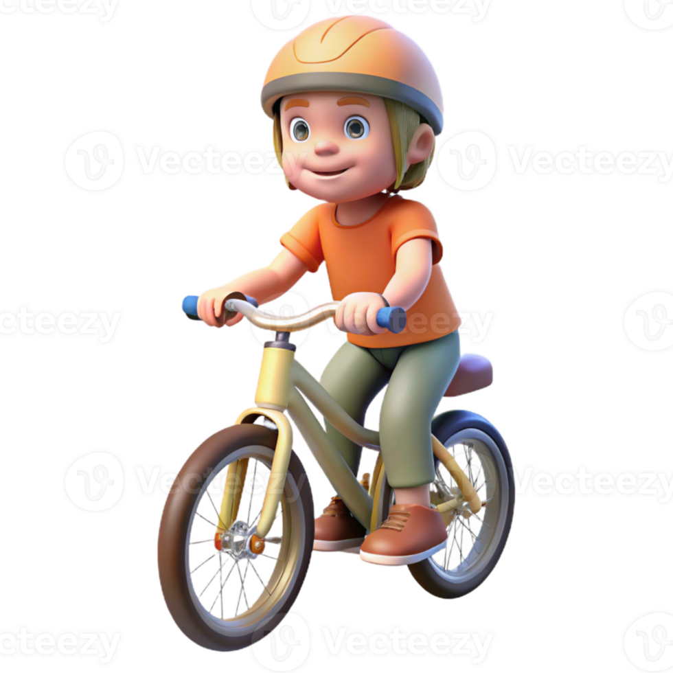 beautiful modern Child Riding Bicycle Sunny Day Isolated exclusive png