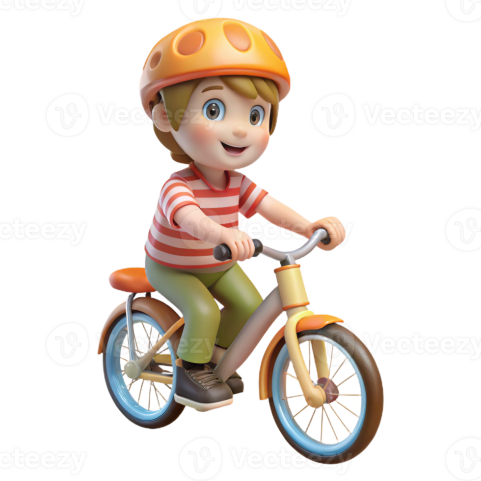 wonderful traditional Child Riding Bicycle Sunny Day Isolated detailed png