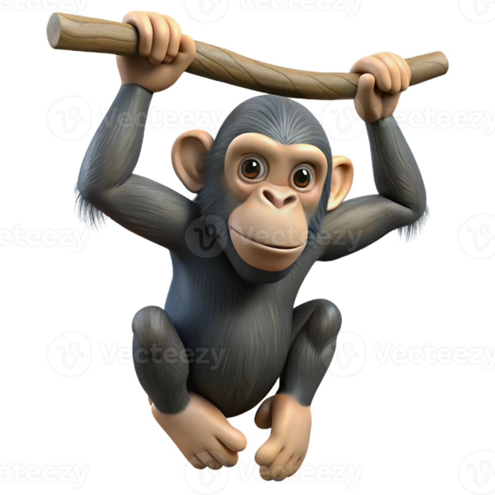 wonderful artistic Chimpanzee Isolated Hanging From Branch exclusive png