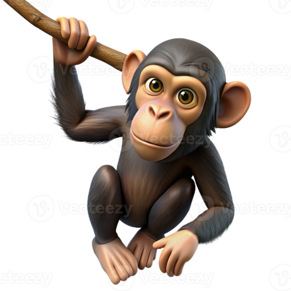 extraordinary abstract Chimpanzee Isolated Hanging From Branch high resolution png