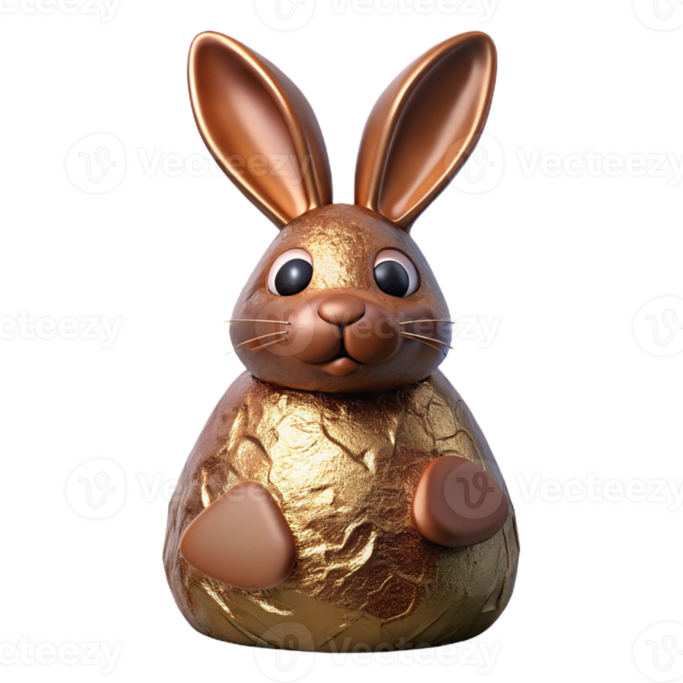extraordinary traditional Chocolate Easter Bunny Wrapped in Foil Cutout high resolution png
