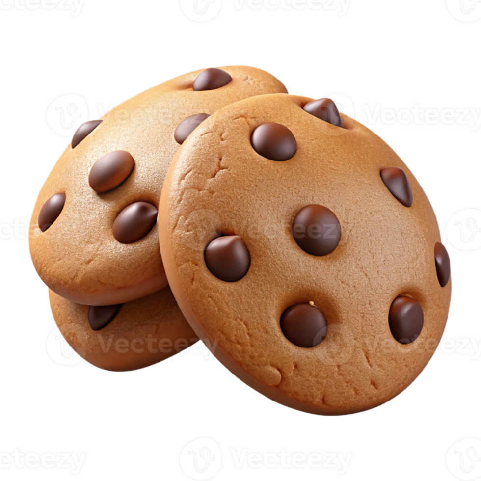 extraordinary creative Chocolate Chip Cookies Isolated on Transparent Background genuine png