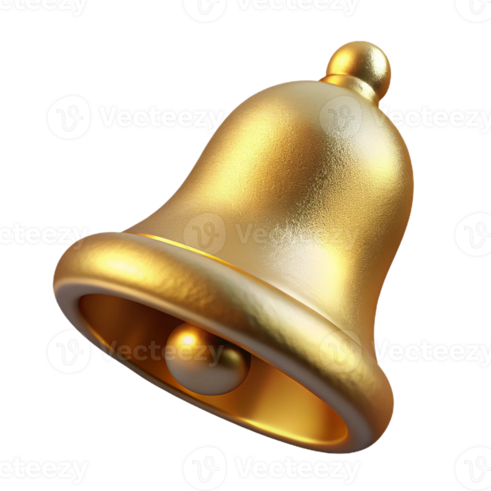 dramatic contemporary Christmas Bell Ringing Gold and Shiny Isolated authentic png