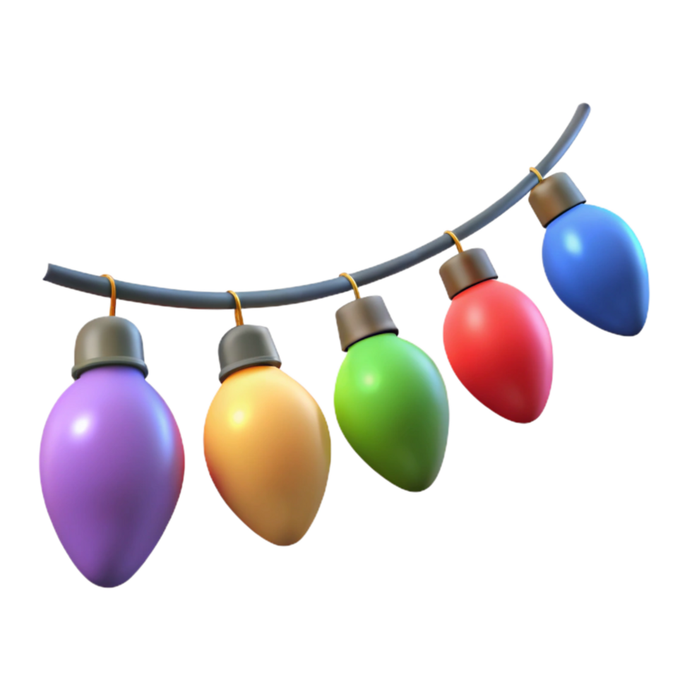 magnificent rustic Christmas Lights String Multicolored Transparent Background premium png