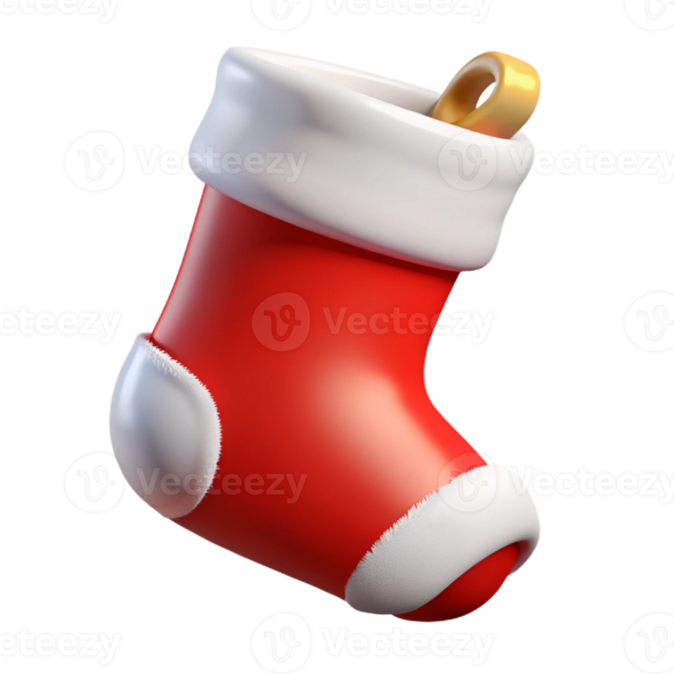 magnificent abstract Christmas Stocking Red and White Fur Trim Cutout professional png