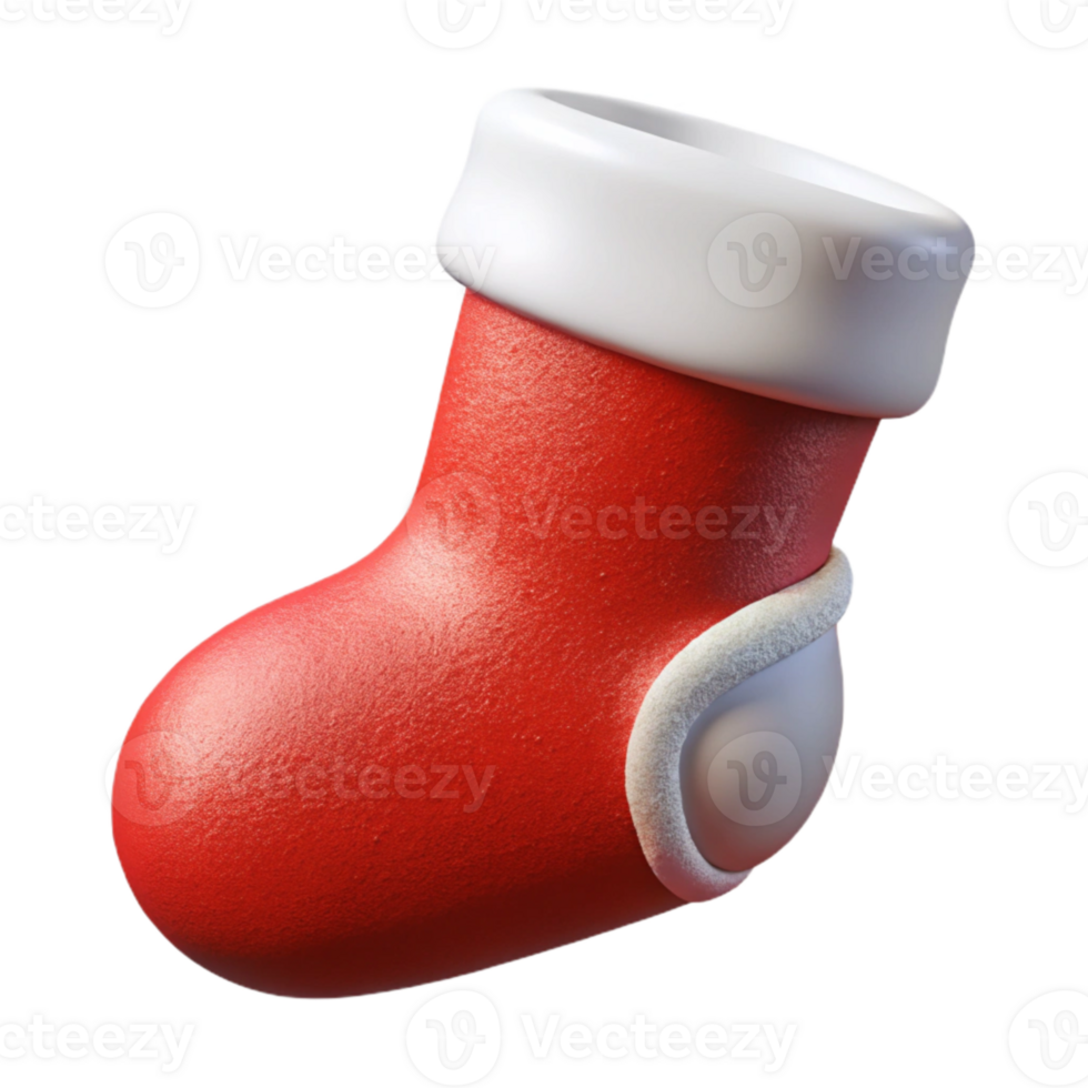 extraordinary classic Christmas Stocking Red and White Fur Trim Cutout detailed png
