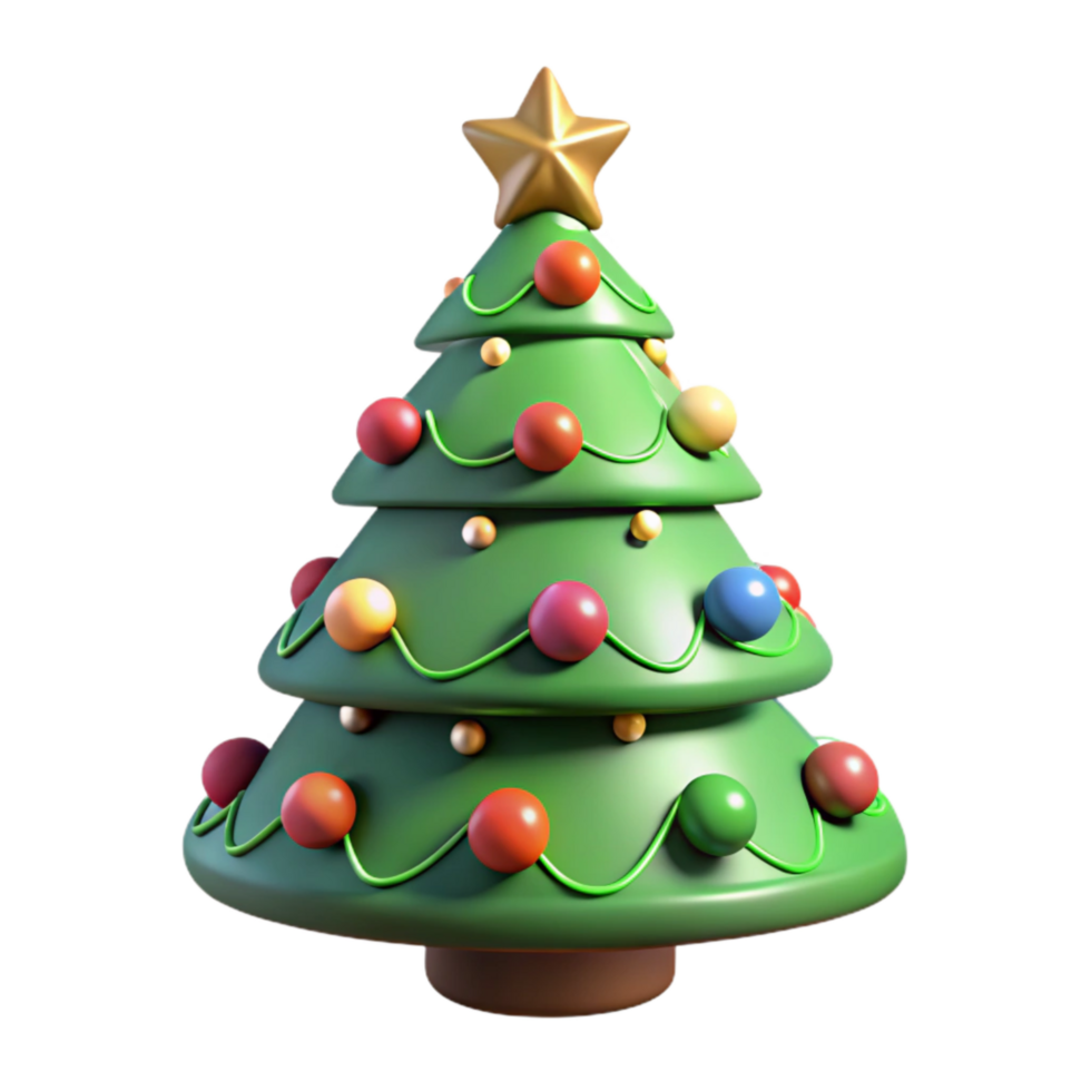 serene traditional Christmas Tree Decorated with Ornaments and Lights Isolated original png