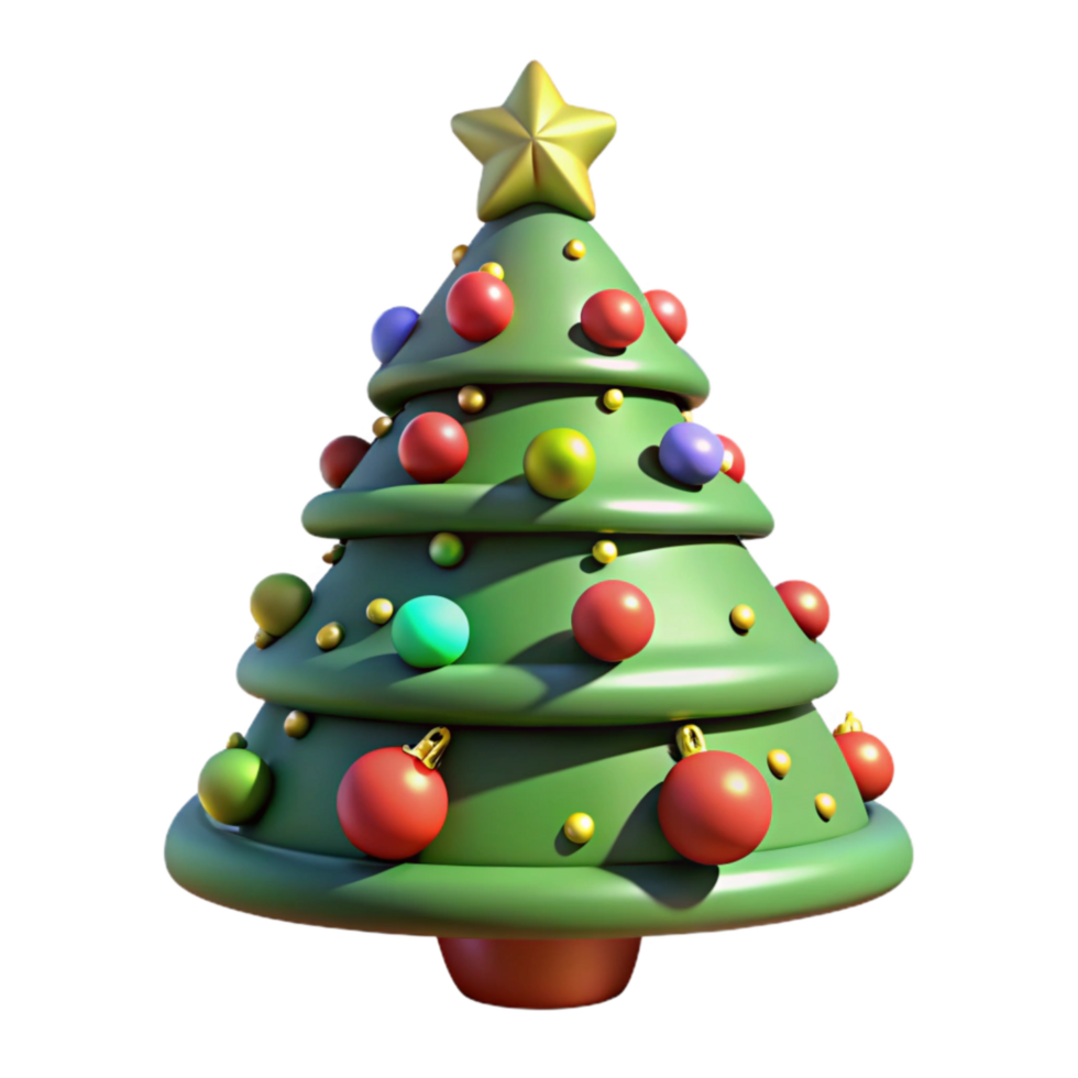 magnificent classic Christmas Tree Decorated with Ornaments and Lights Isolated high quality png
