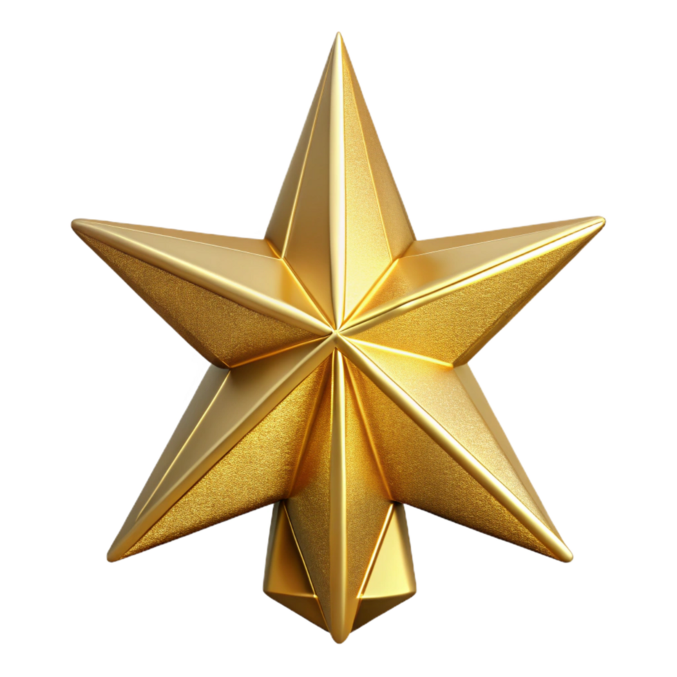 dramatic creative Christmas Tree Top Star Golden and Sparkling Isolated exclusive png