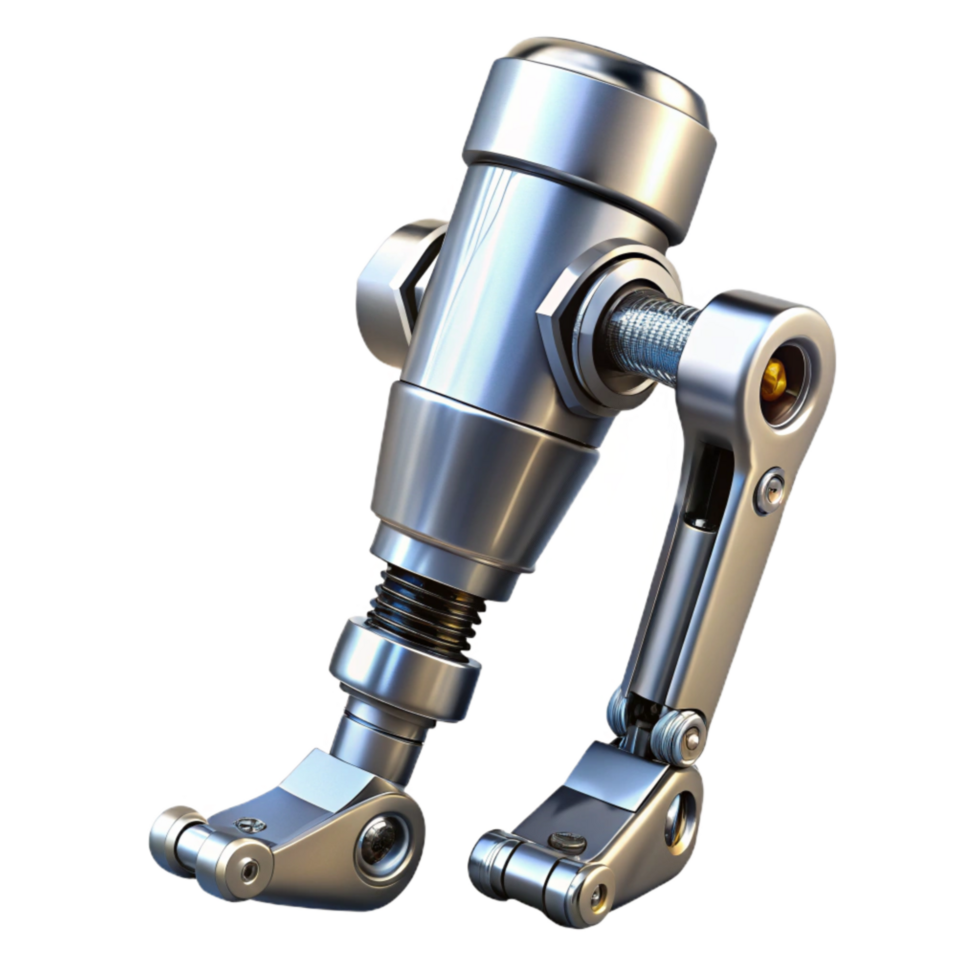 stunning modern Chrome Robot Leg with Hydraulics Isolated 4K png