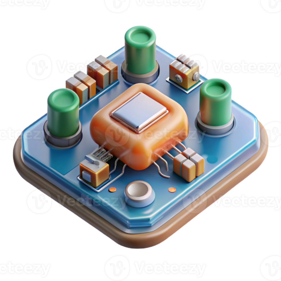 magnificent modern Circuit Board with Electronic Components Isolated on Transparent Background premium png