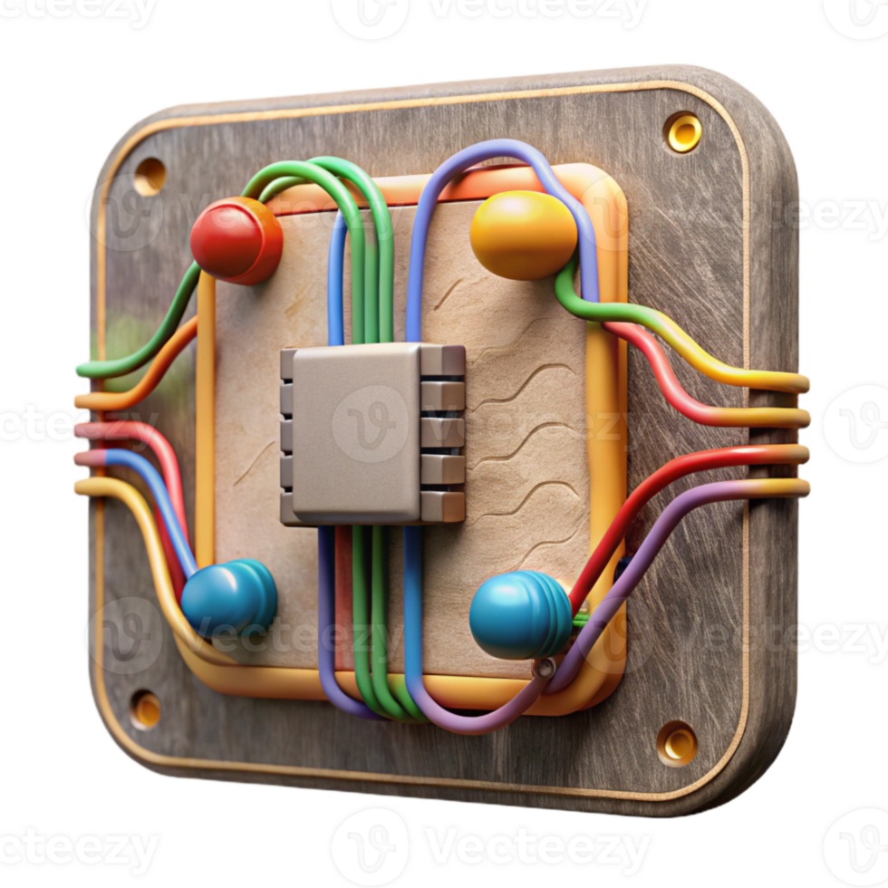 magnificent classic Circuit Board with Colorful Components Isolated authentic png