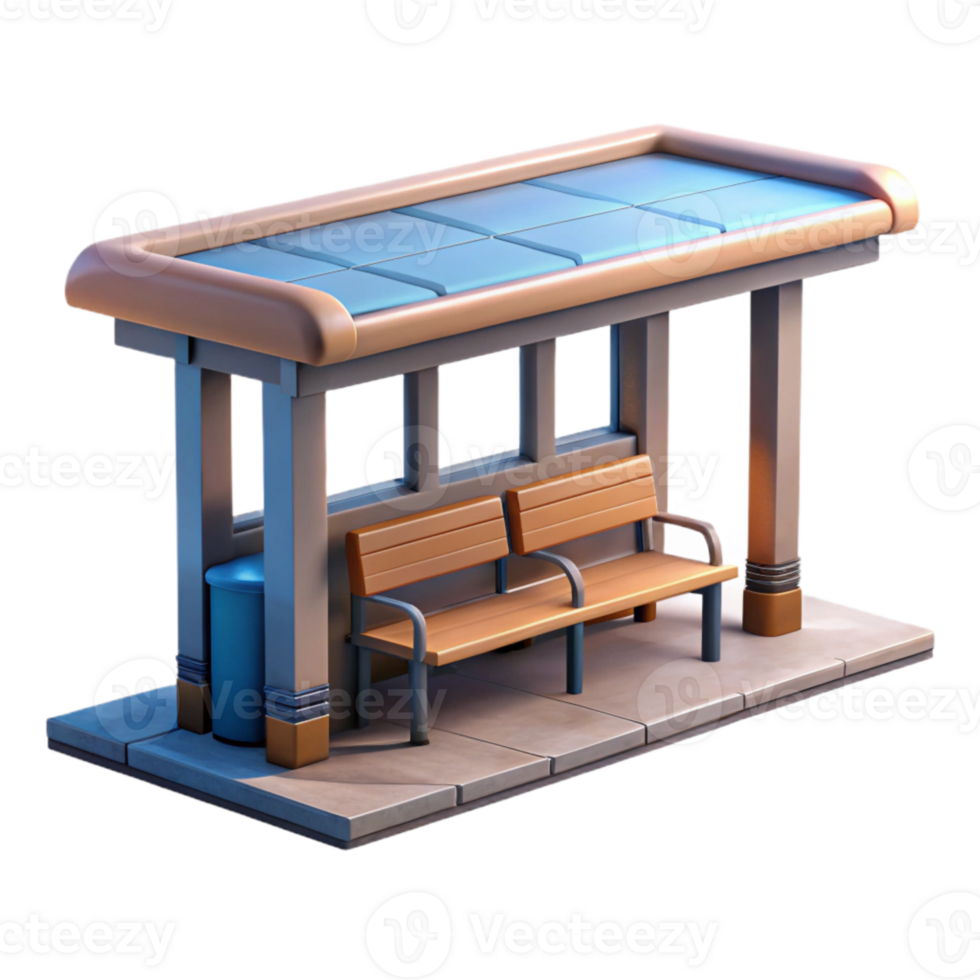 elegant abstract City Bus Stop with Passengers Isolated genuine png