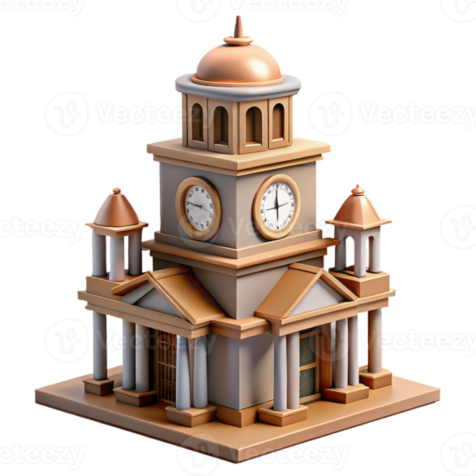 dramatic artistic City Hall Building Clock Tower Transparent Background 4K png