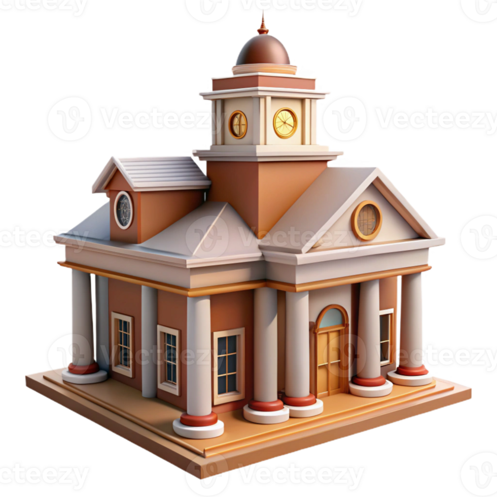 dramatic modern City Hall Building Clock Tower Transparent Background authentic png