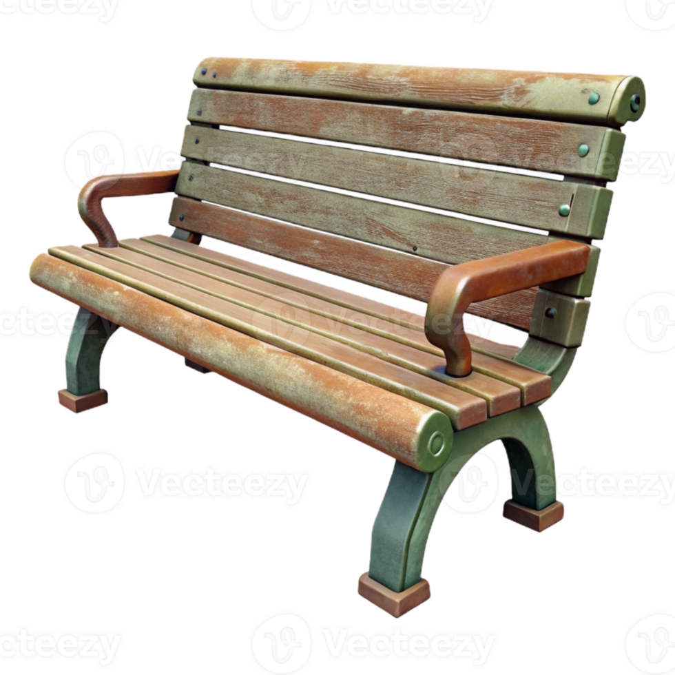 vibrant creative City Park Bench Side View Isolated Element professional png