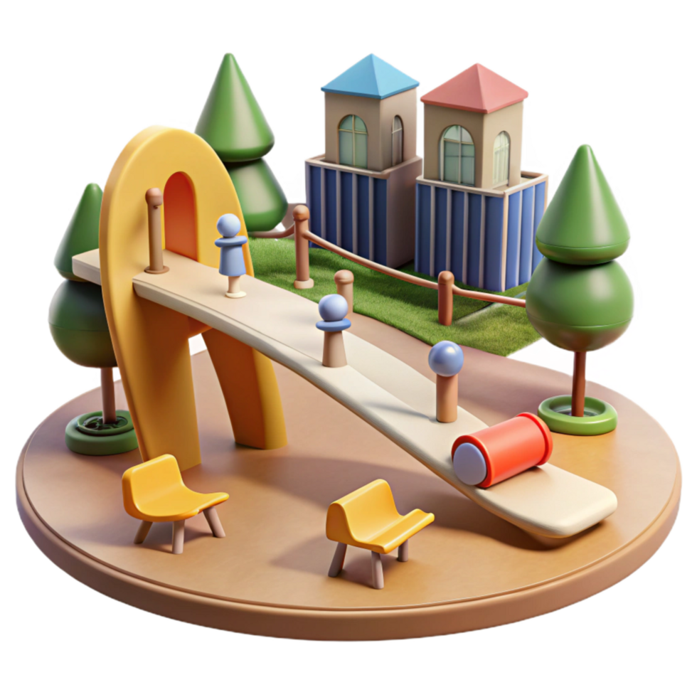 wonderful vintage City Park Playground Seesaw Children Playing Cutout 4K png