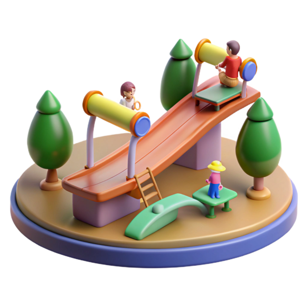 serene artistic City Park Playground Seesaw Children Playing Cutout high quality png