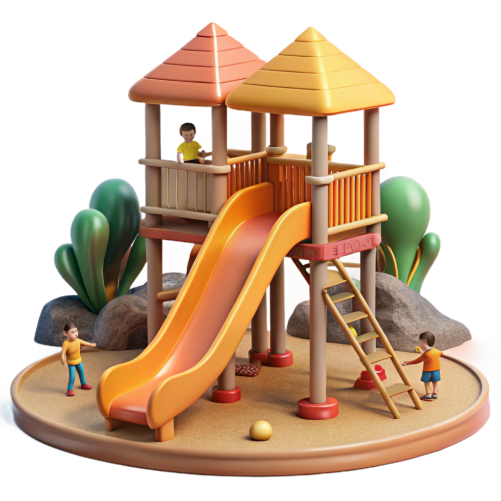 vibrant abstract City Park Playground Slide Children Playing Cutout high quality png
