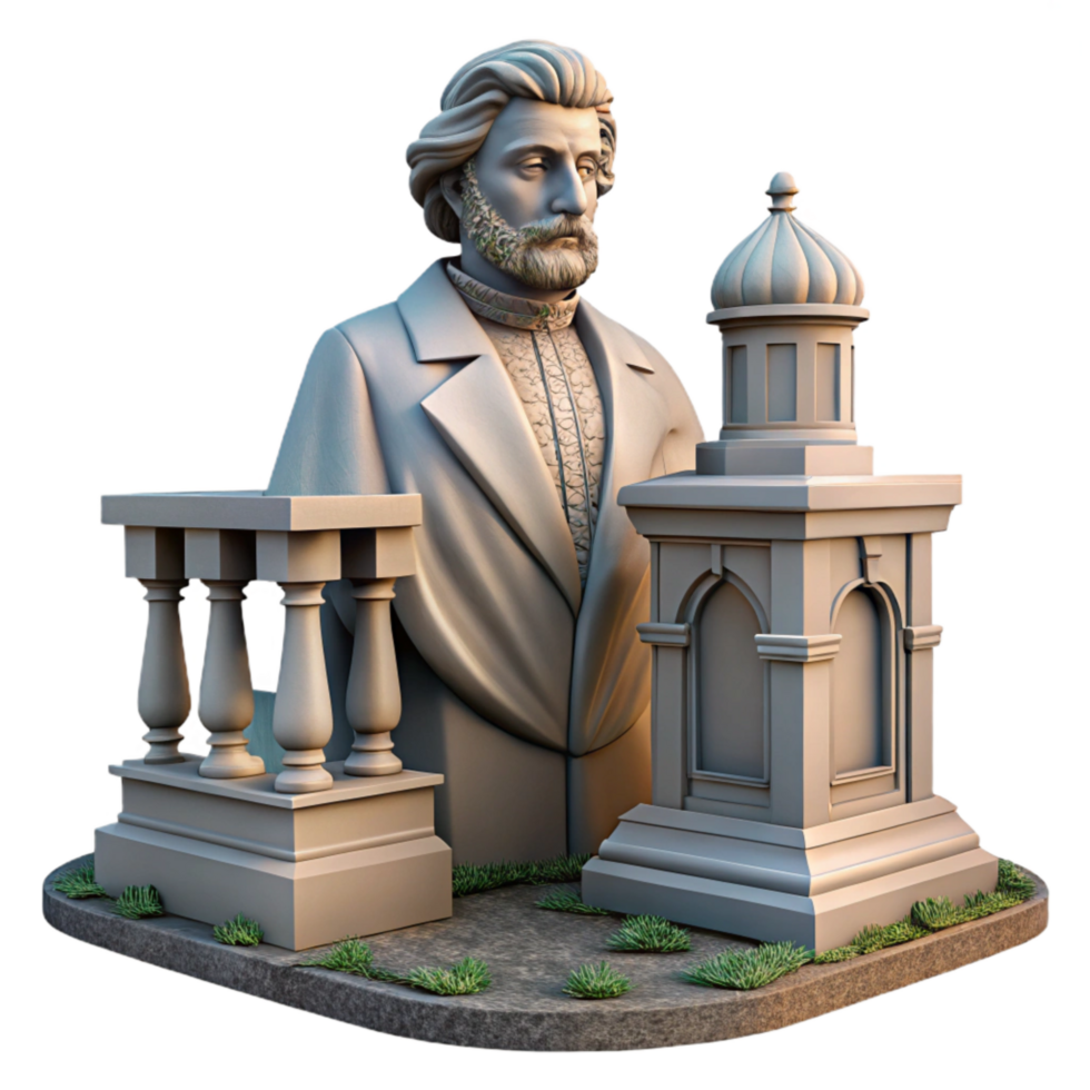 dramatic minimalist City Park Statue Historical Figure Cutout authentic png