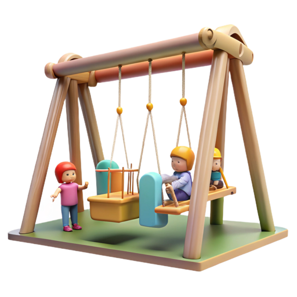 serene artistic City Park Swing Set Children Playing Cutout premium png