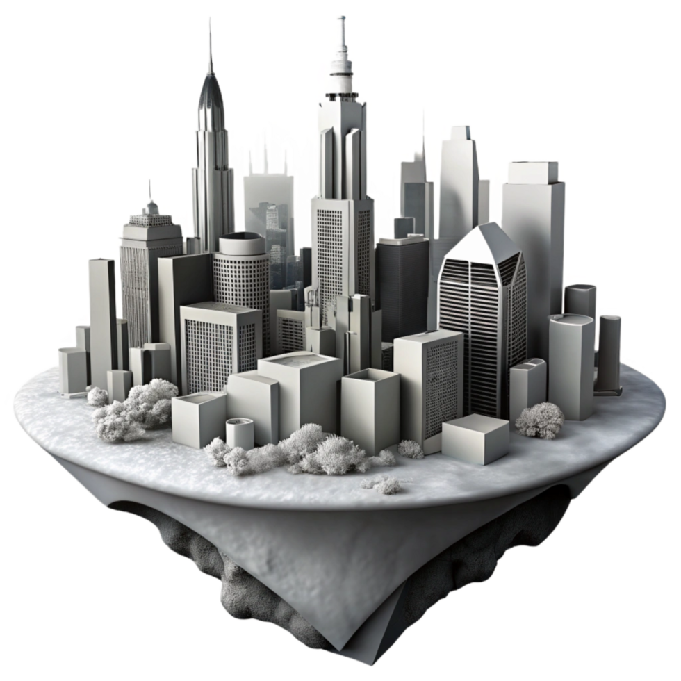 vibrant abstract Cityscape Panorama Black and White Cutout Element authentic png