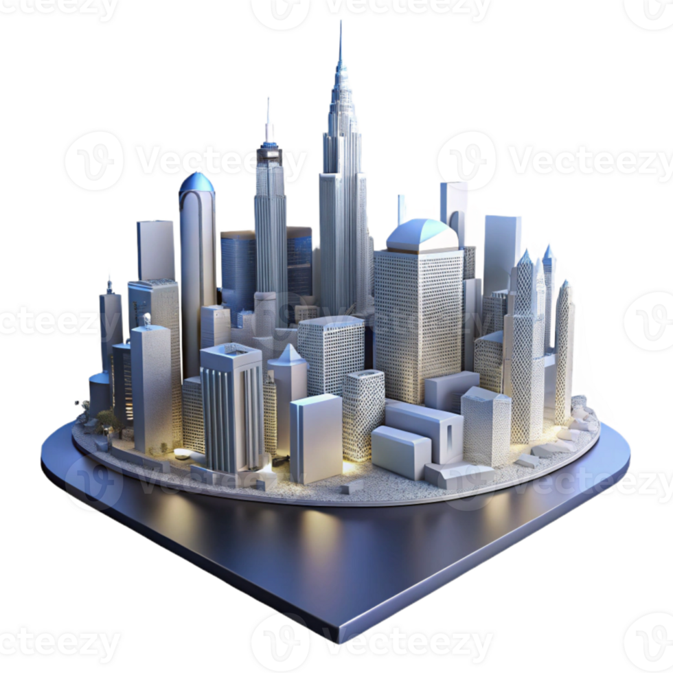 magnificent vintage Cityscape Skyline Night View Isolated high quality png