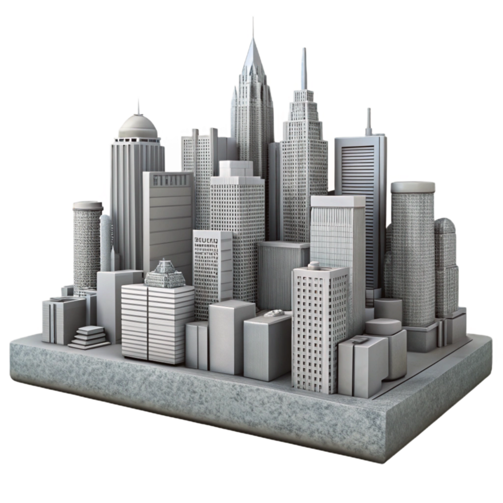 wonderful modern City Skyline Buildings Grey Isolated professional png