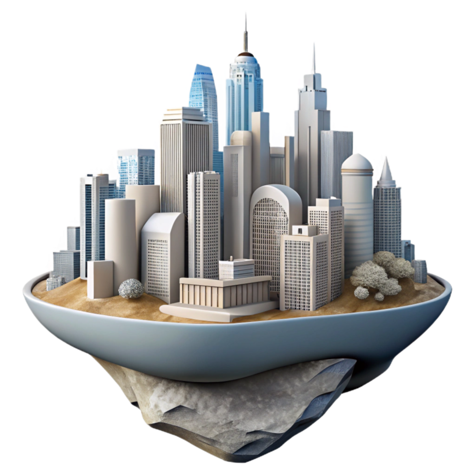 dramatic artistic City Skyline Cutout with Skyscrapers Transparent Background professional png