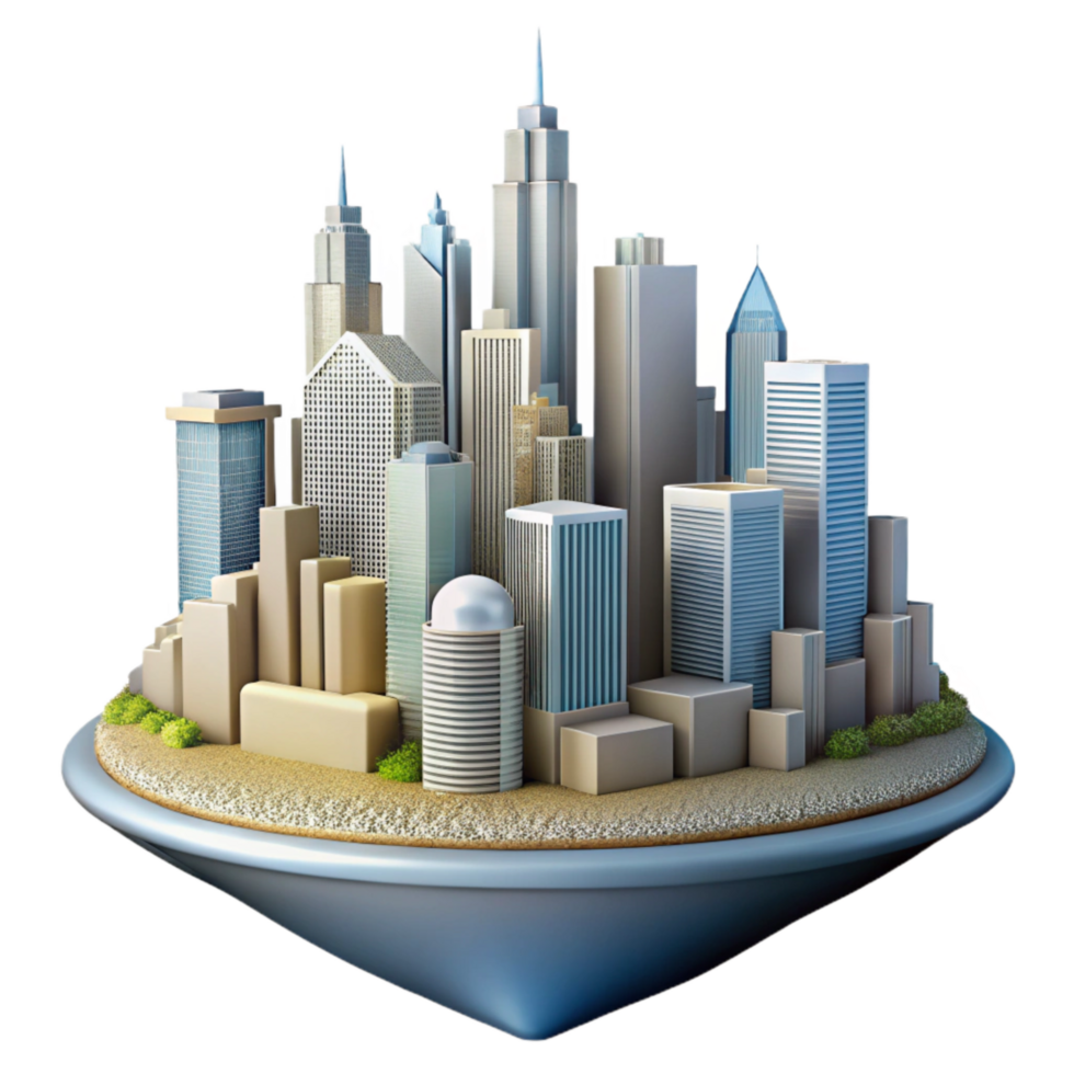 impressive rustic City Skyline Cutout with Skyscrapers Transparent Background professional png