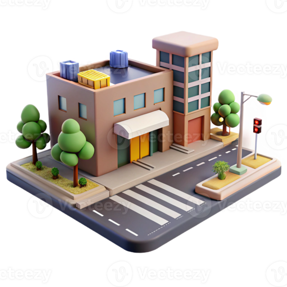 dramatic rustic City Street Busy Intersection Daytime View Transparent Background 4K png