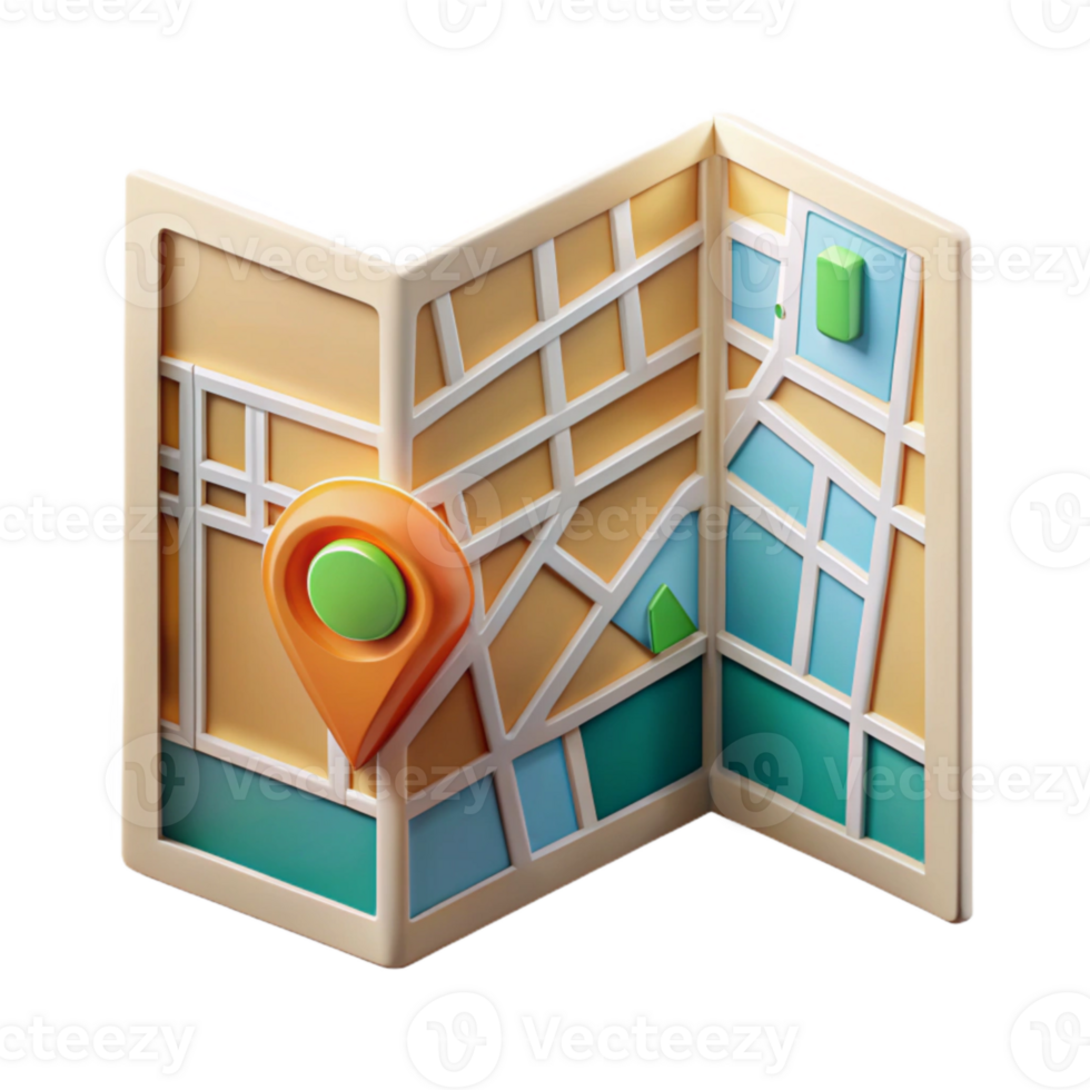magnificent rustic City Street Map Folded Paper Transparent Background professional png