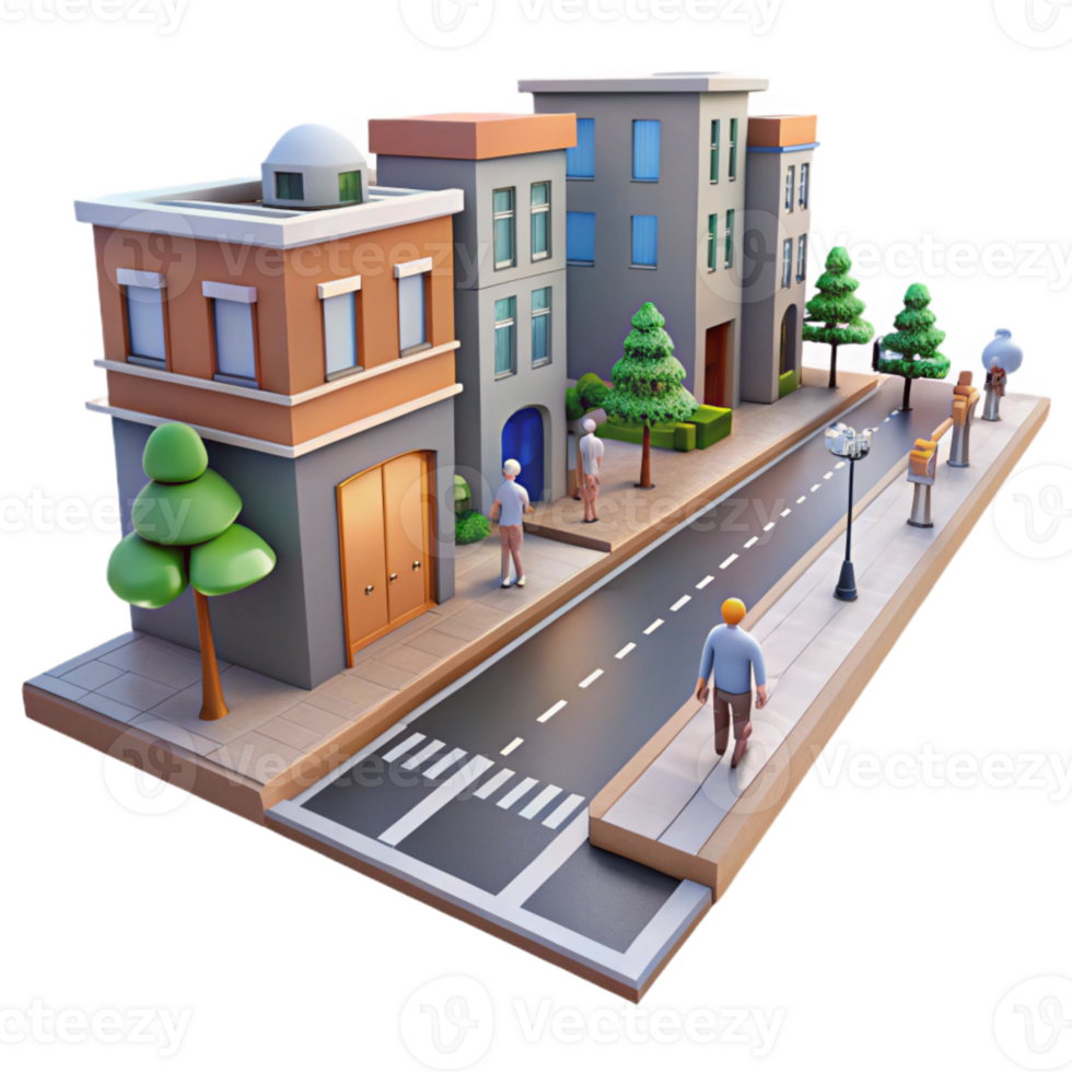 stunning abstract City Street with Pedestrians Walking Transparent Background professional png
