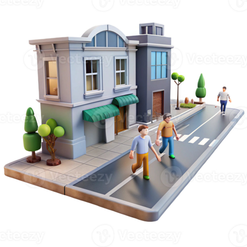 stunning abstract City Street with Pedestrians Walking Transparent Background high resolution png