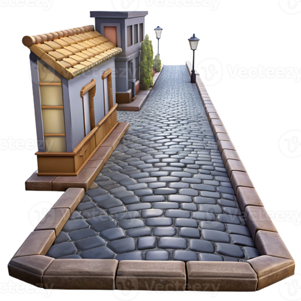 extraordinary abstract City Street with Cobblestone Paving Cutout original png