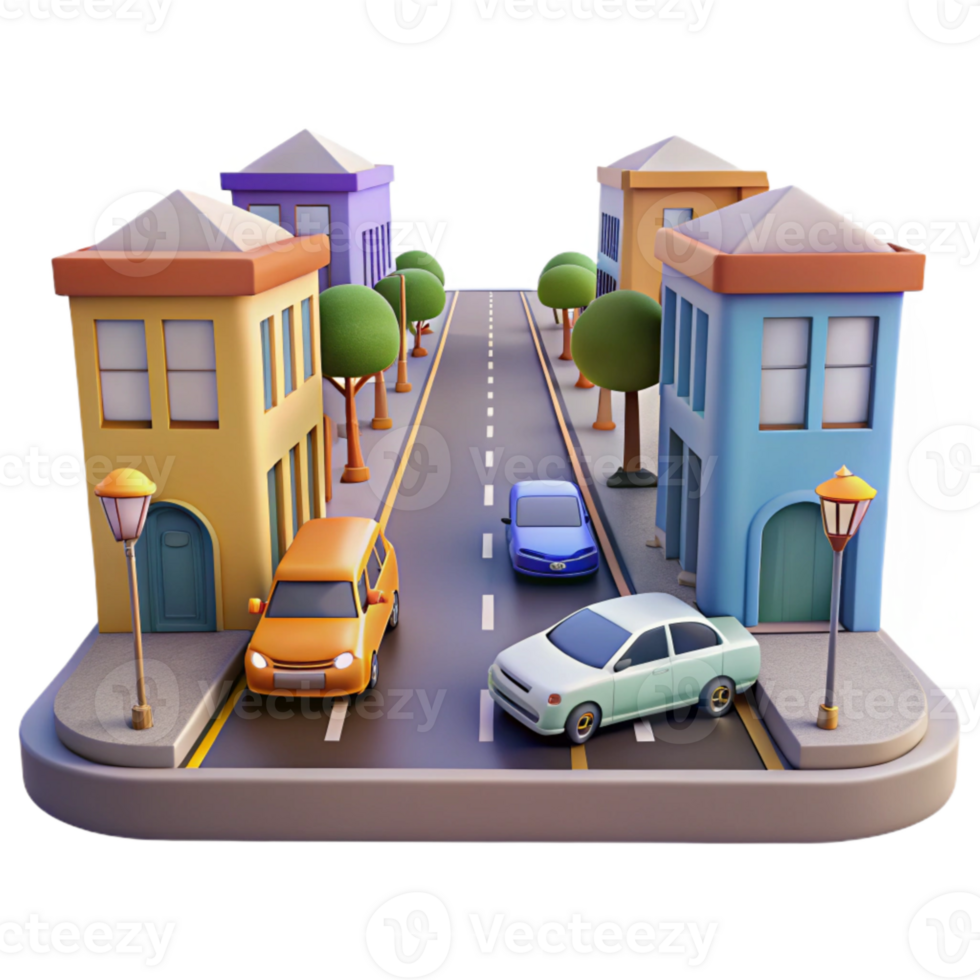dramatic contemporary City Street with Traffic Blur Isolated high quality png