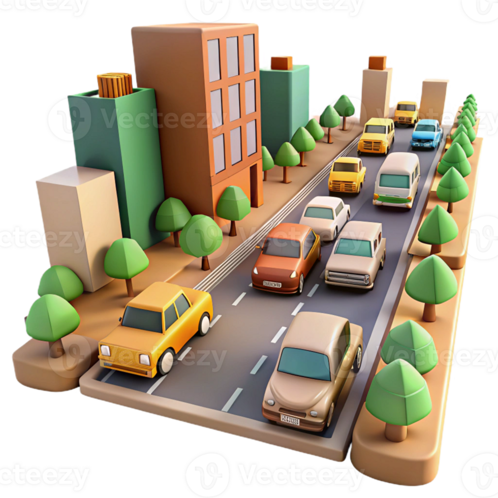 magnificent classic City Street with Traffic Blur Isolated high resolution png