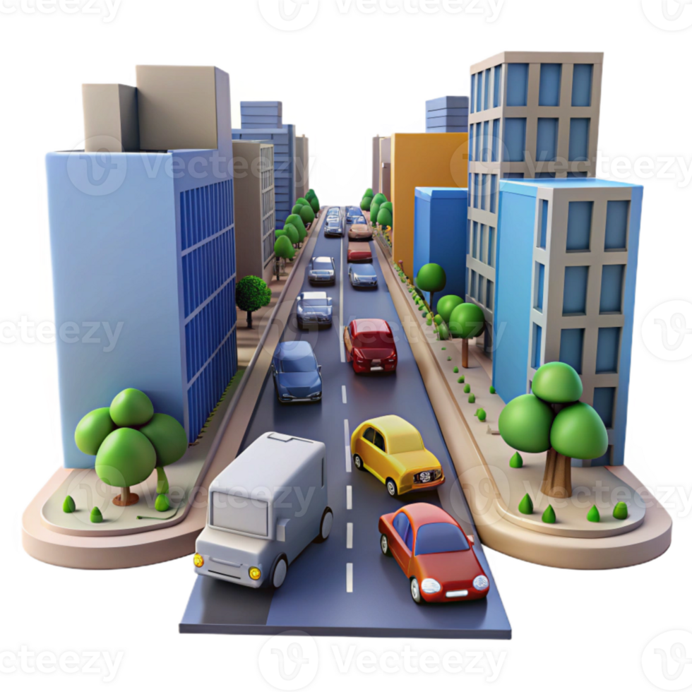 magnificent artistic City Street with Traffic Blur Isolated genuine png