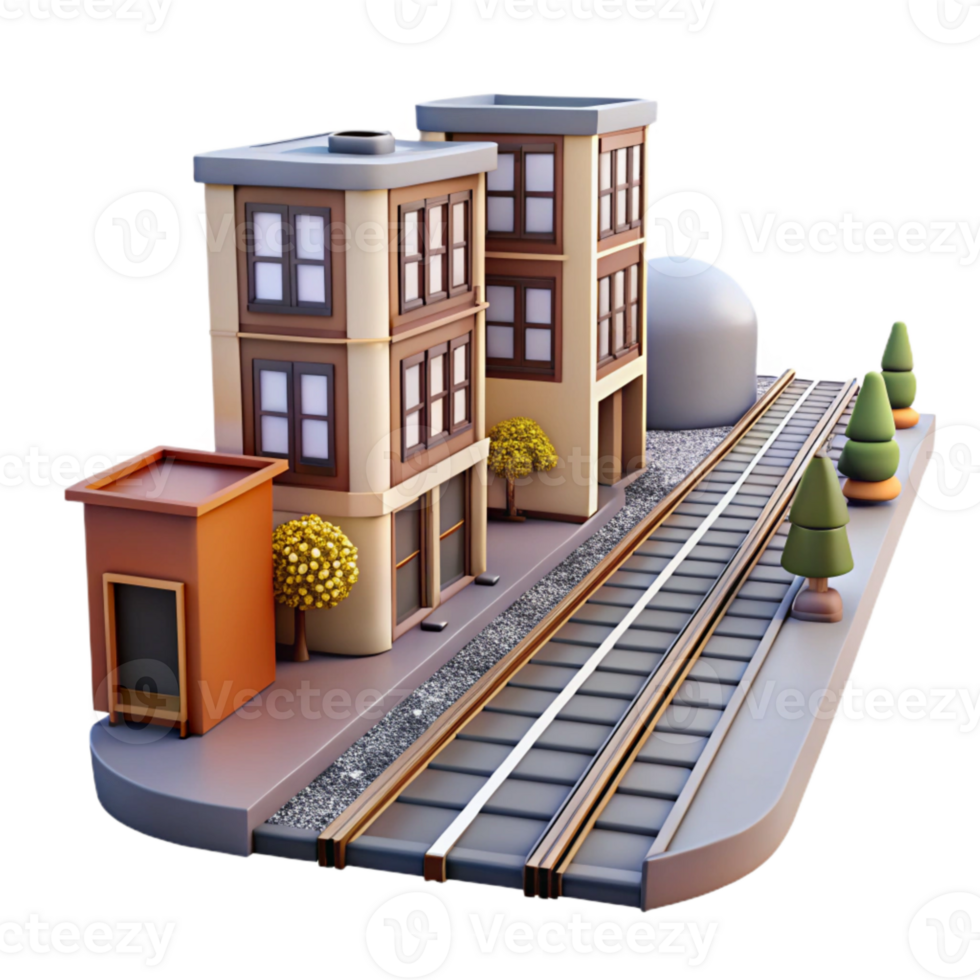 beautiful minimalist City Street with Tram Tracks Cutout genuine png