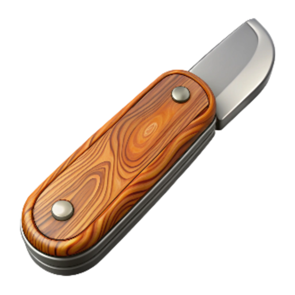 extraordinary artistic Classic Pocket Knife with Wooden Inlay Transparent Background high quality png
