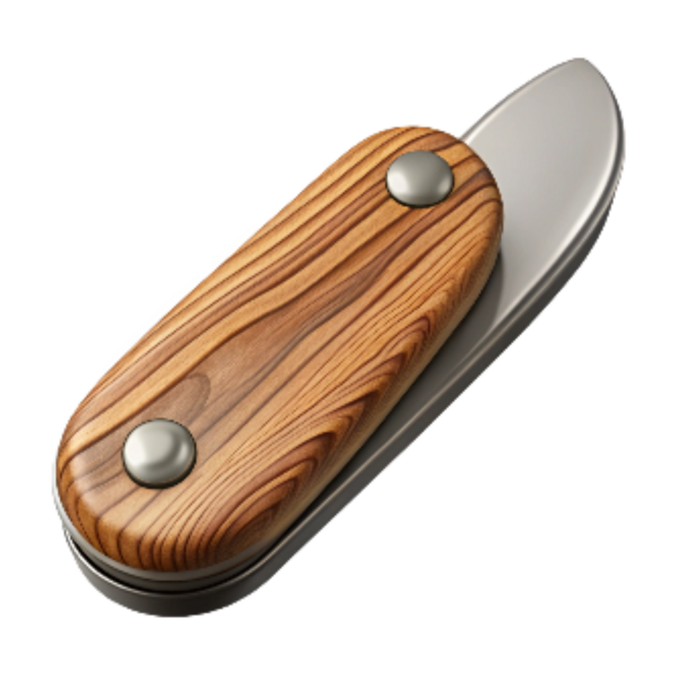 dramatic modern Classic Pocket Knife with Wooden Inlay Transparent Background detailed png